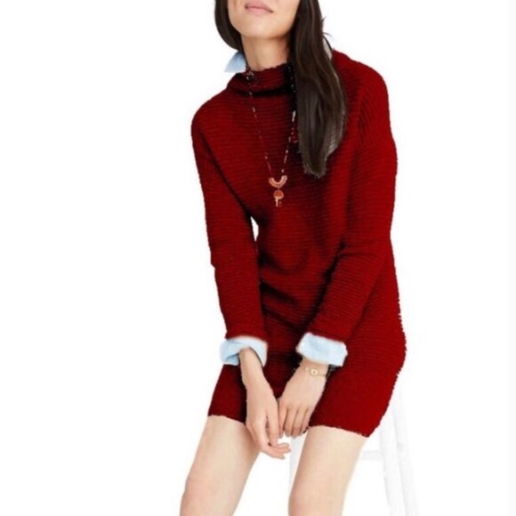 Madewell  Merino Wool Mock Neck Long Sleeve Ribbed Sweater Dress size L - Picture 14 of 16